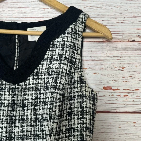 Milly of New York Boucle Tweed Sleeveless Sheath Dress Black/White Sz 0 - Picture 5 of 14